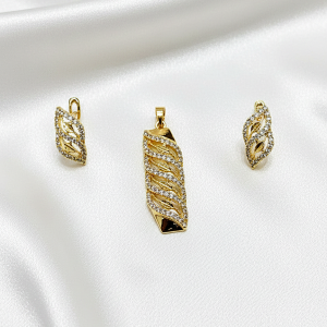 MR-KK-011 TAŞLI SARMAŞIK DESEN KOLYE UCU-KÜPE SET