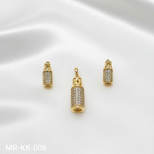 MR-KK-006 IŞILTILI SİLİNDİR FORM KOLYE UCU-KÜPE SET