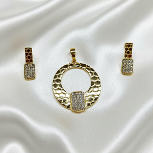 MR-KK-002 PETEK DOKULU ZİRKON TAŞLI KOLYE UCU-KÜPE SET