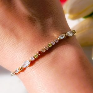 MRA-5014 RENKLİ TAŞLI,İNCE SIRA BİLEKLİK