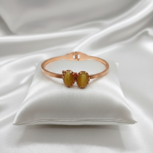 ÇLK-BKR-102 SARI KEDİGÖZÜ TAŞLI BAKIR KAPLAMA ÇELİK KELEPÇE