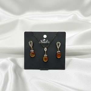 BKR-SET-003 AKİK TAŞLI BAKIR KOLYE-KÜPE-YÜZÜK SET