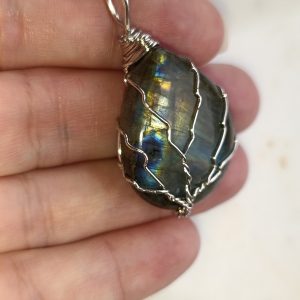 KLY-006 Labradorit Doğal Taş Hayat Ağacı El Yapımı Kolye