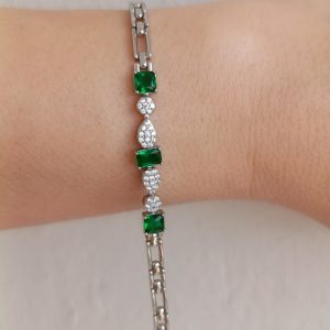 MRB-6007 YEŞİL BAGET TAŞLI TASARIM BİLEKLİK