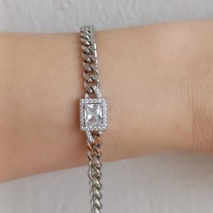 MRB-8008 BAGET TAŞLI KÜBA ZİNCİR BİLEKLİK