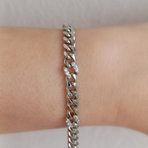 MRB-03003 IŞILTILI KÜBA ZİNCİR BİLEKLİK