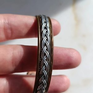 Unisex Örgü Detay Bakır Kelepçe